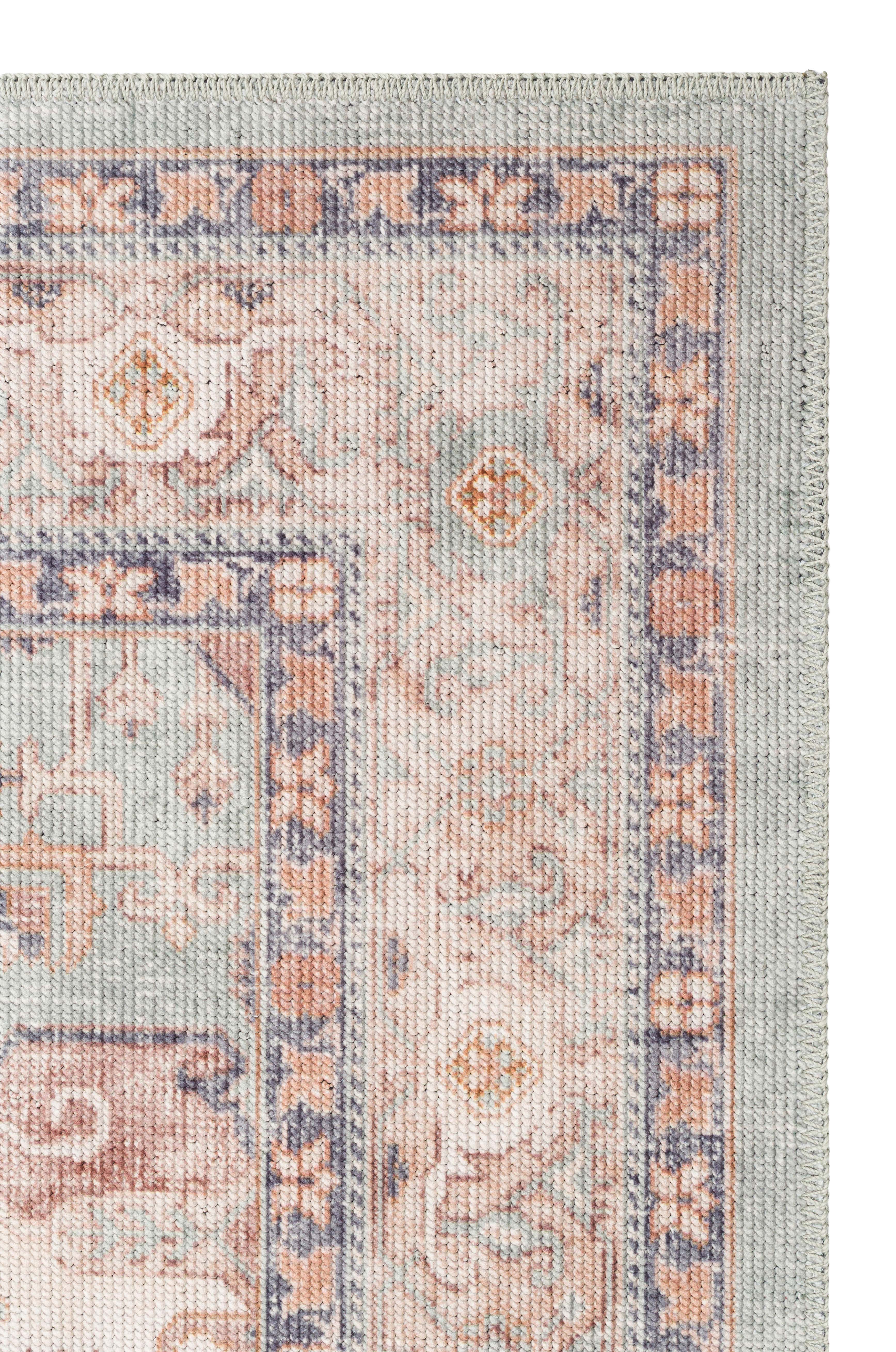 Elista Vintage ELS 204 Blue Bej Vintage Bukle Dokuma Yumuşak Halı Kaymaz Tabanlı Yıkanabilir İnce Modern Dekoratif Halı